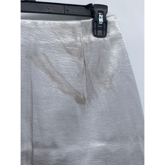 H&M Women's Silver Metallic Ruffle-Hem Mini Skirt SZ 6 - Picture 5 of 11
